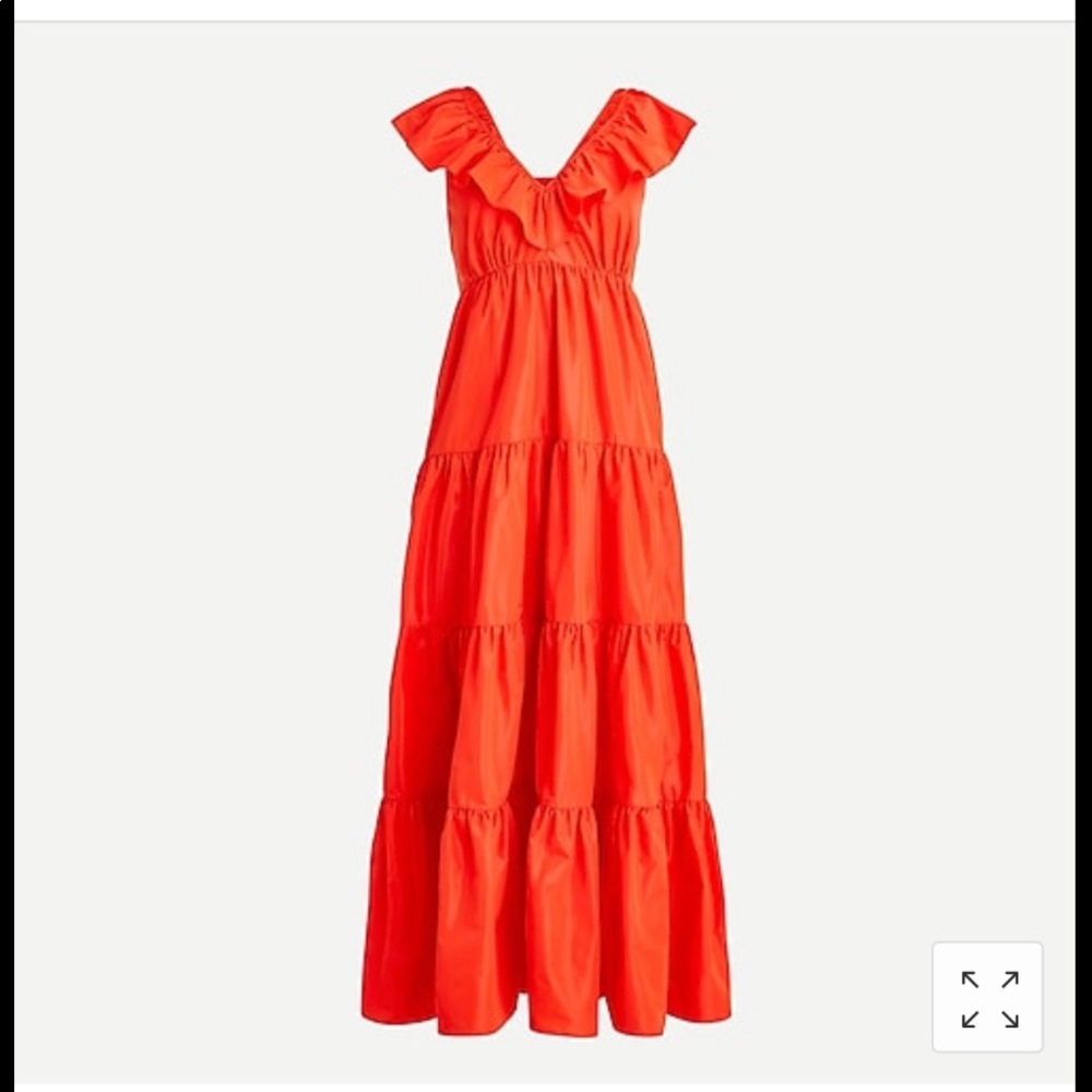 NWT J.Crew ruffle scoop neck tiered maxi dress